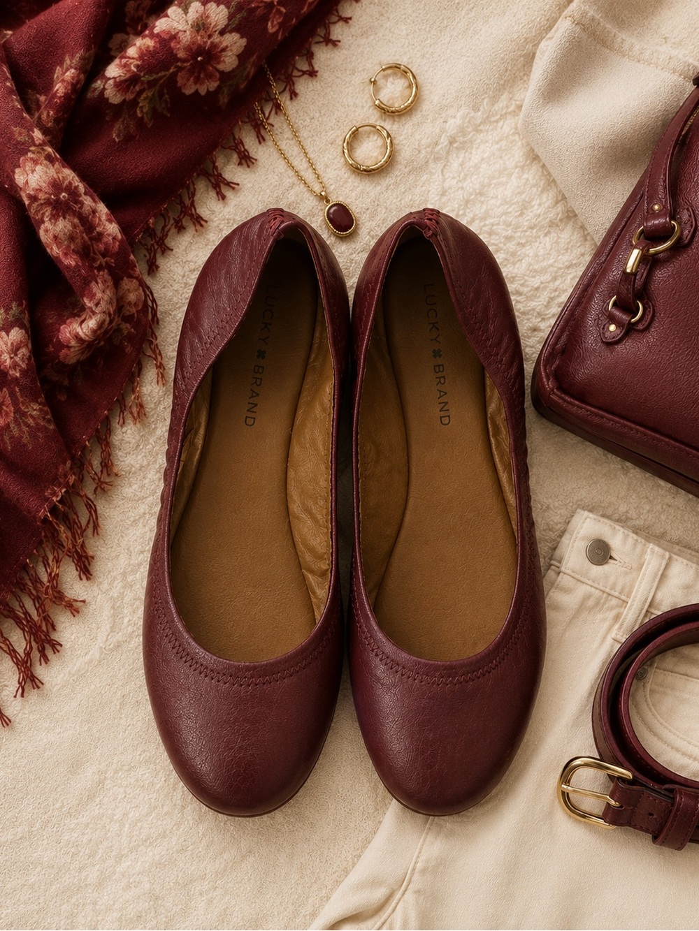 Lucky Brand Brown Leather Ballet Flats